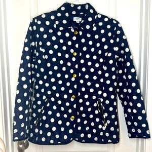 Crown & Ivy Navy Blue and White Polka Dot Women’s Puffer Jacket Size Small